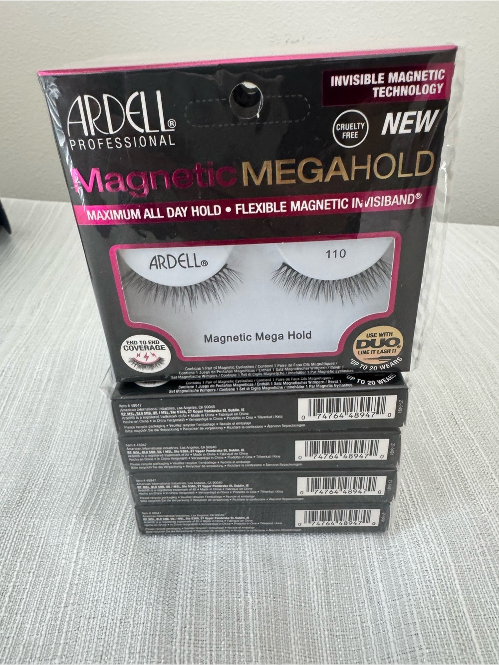 Ardell Magnetic Mega Hold False Lashes - Black with Pink Accents 8 Pack Bundle